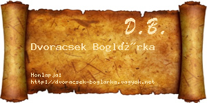 Dvoracsek Boglárka névjegykártya